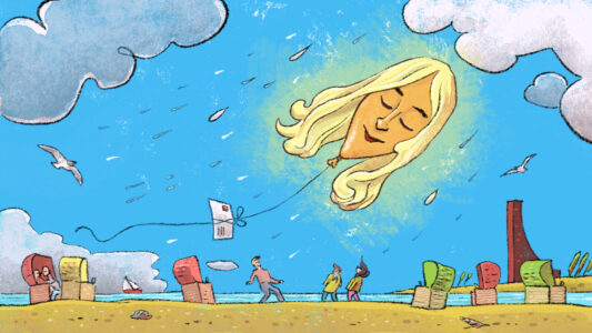 Ohrenbär-Illustration Nr. 6 "Der verschwundene Sommer" Entwurf